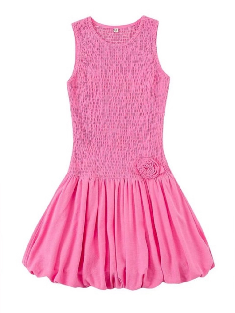 Fashion Brand Company NWT Pink Sleeveless Bubble-Hem Dress Rosette mini New Sz S